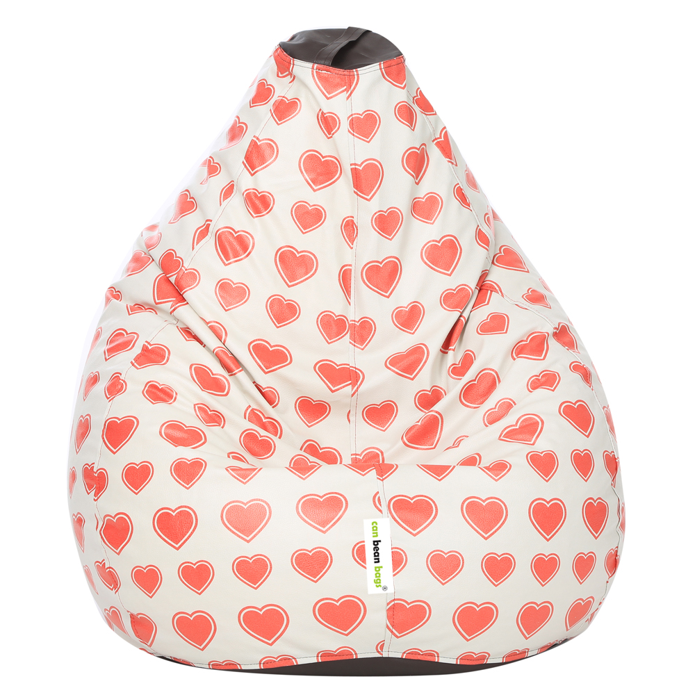 Orka Digital Printed Monster Filled Bean Bag With Beans (Heart, Red, Black)